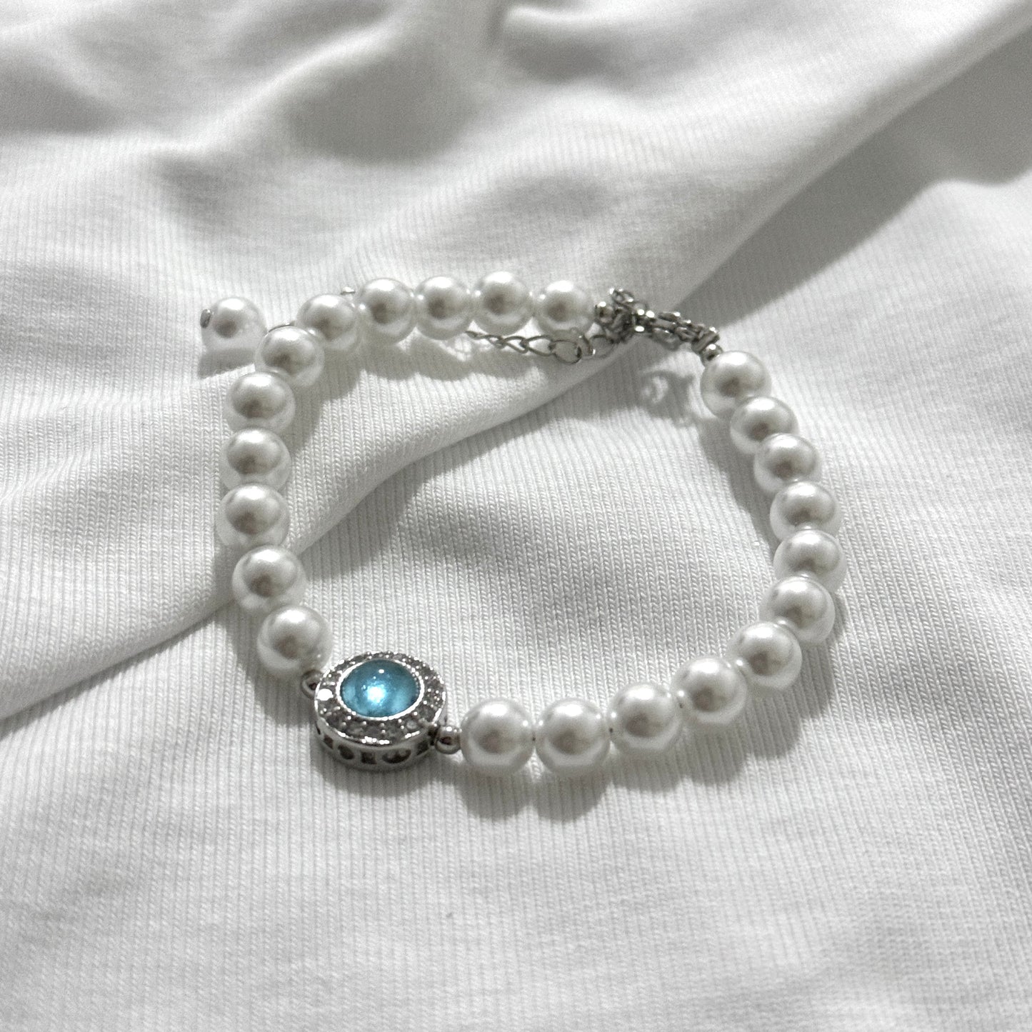 Aquamarine Pearl Bracelet |Adjustable Baroque Freshwater Pearl Bracelet| Exquisite Luxury Accessory | Birthday gift for her| Pearl Bracelet For Women