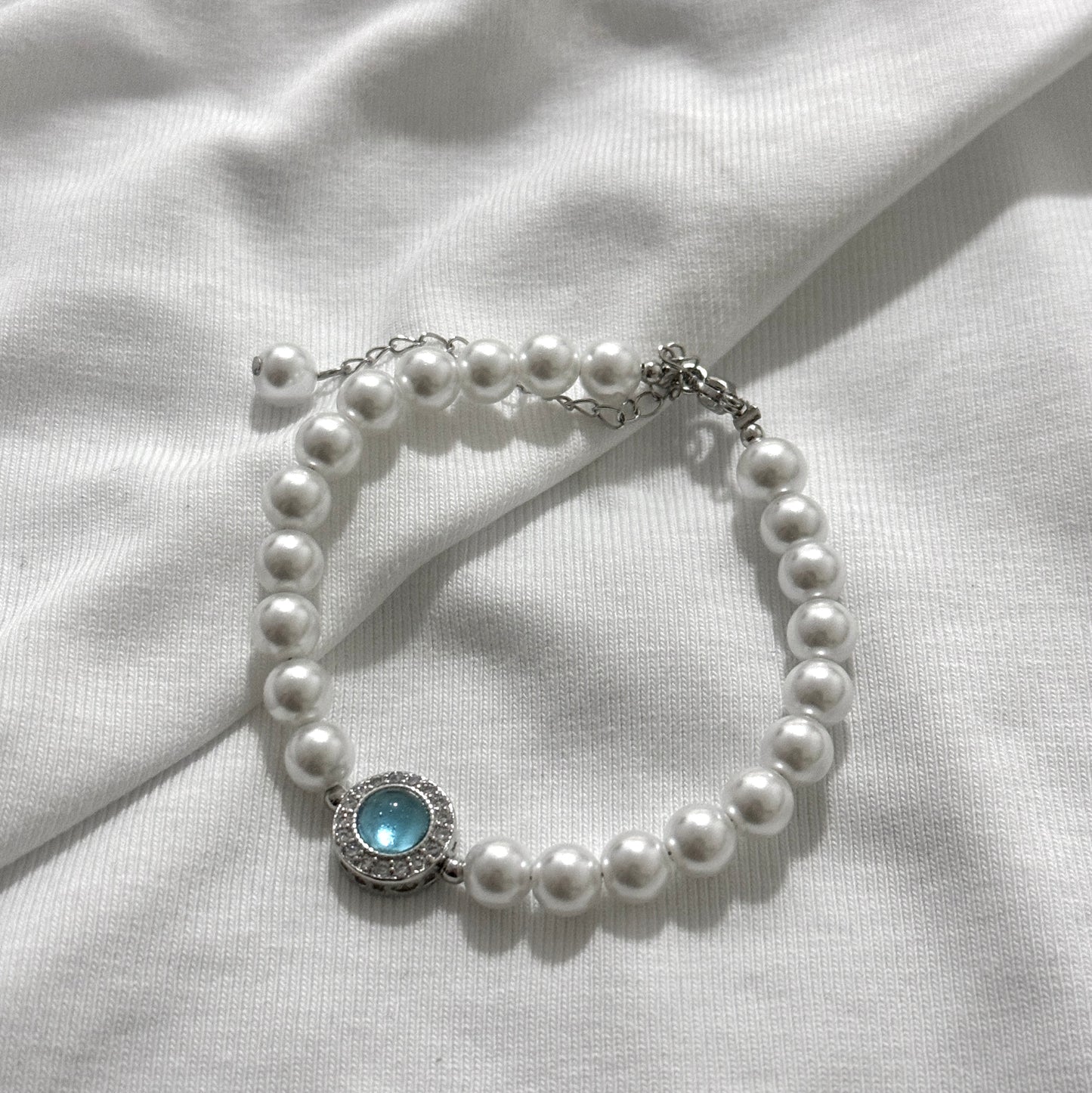 Aquamarine Pearl Bracelet |Adjustable Baroque Freshwater Pearl Bracelet| Exquisite Luxury Accessory | Birthday gift for her| Pearl Bracelet For Women