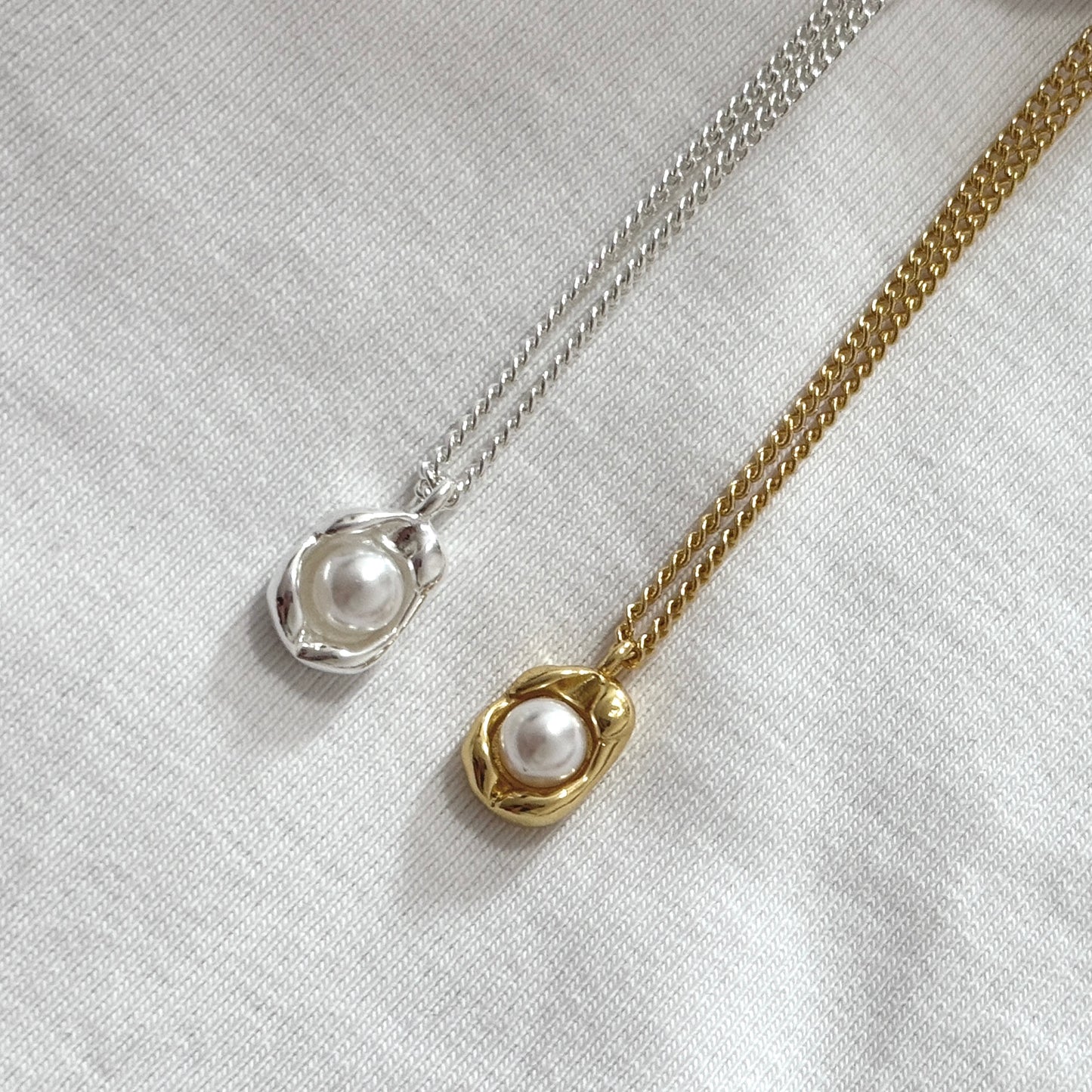 Pea shaped irregular pearl Necklace | Delicate necklace with moonstone pendant | Gift for Her