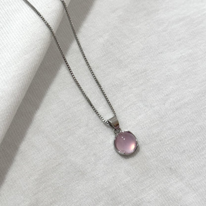 Crystal 925 Sterling silver Rose Quartz Necklace | Charm sterling silver chain |