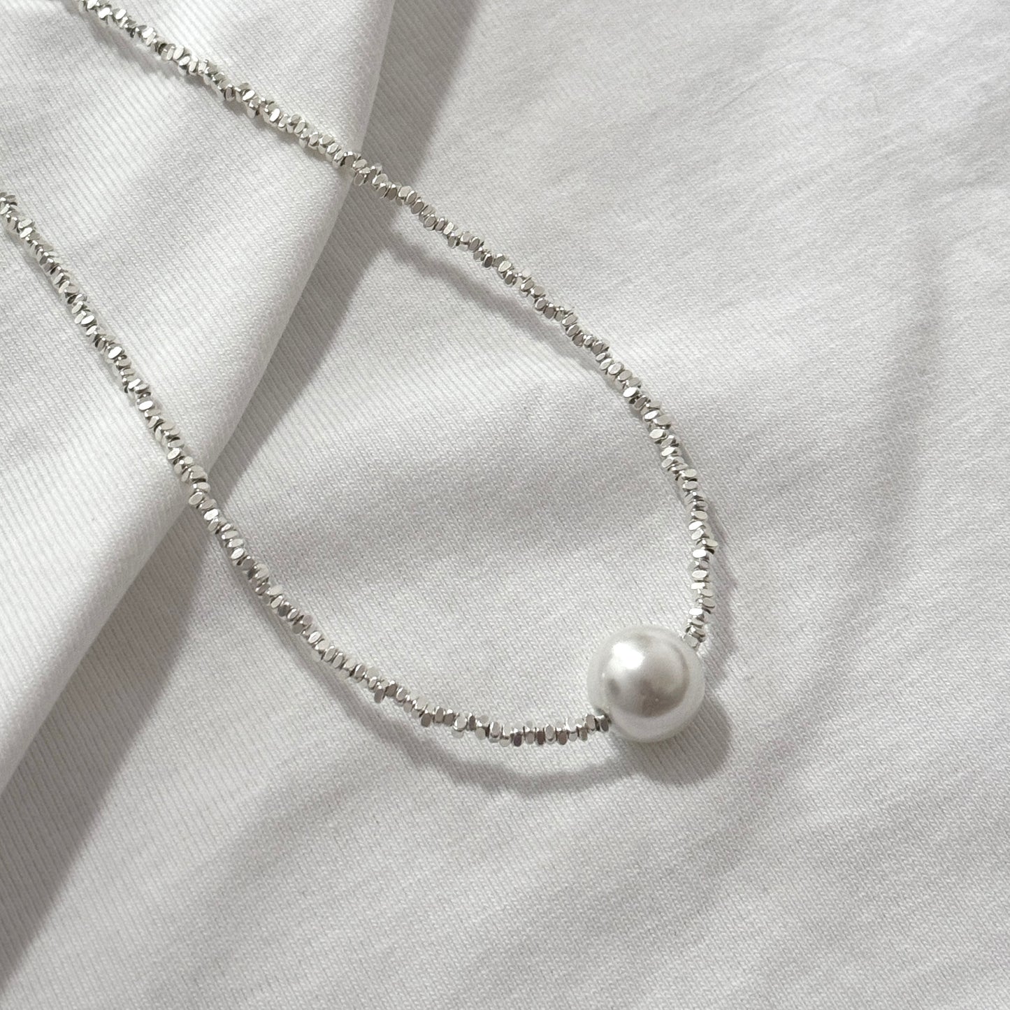 Sterling Silver Heart  Necklace | 925 Sterling Silver Beaded Necklace | Fresh water pearl necklace | Gift for her