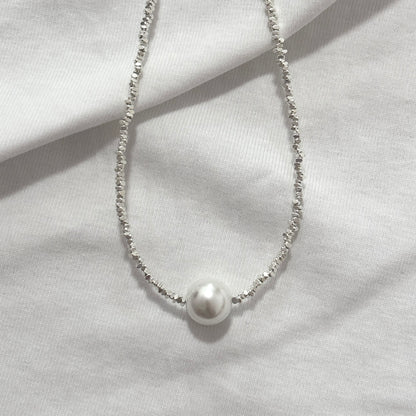 Sterling Silver Heart  Necklace | 925 Sterling Silver Beaded Necklace | Fresh water pearl necklace | Gift for her