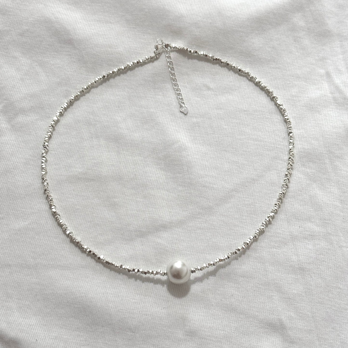 Sterling Silver Heart  Necklace | 925 Sterling Silver Beaded Necklace | Fresh water pearl necklace | Gift for her