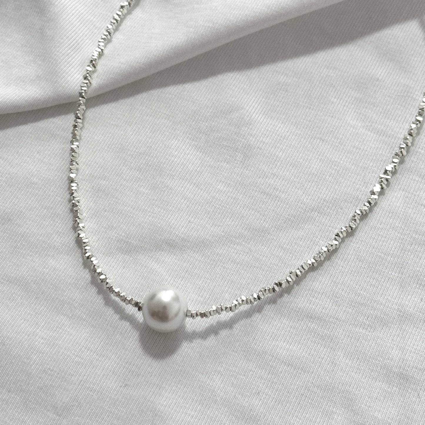 Sterling Silver Heart  Necklace | 925 Sterling Silver Beaded Necklace | Fresh water pearl necklace | Gift for her