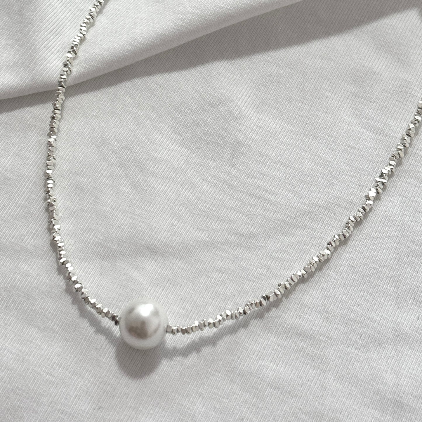 Sterling Silver Heart  Necklace | 925 Sterling Silver Beaded Necklace | Fresh water pearl necklace | Gift for her